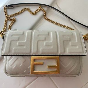 White Fendi Baguette Mini